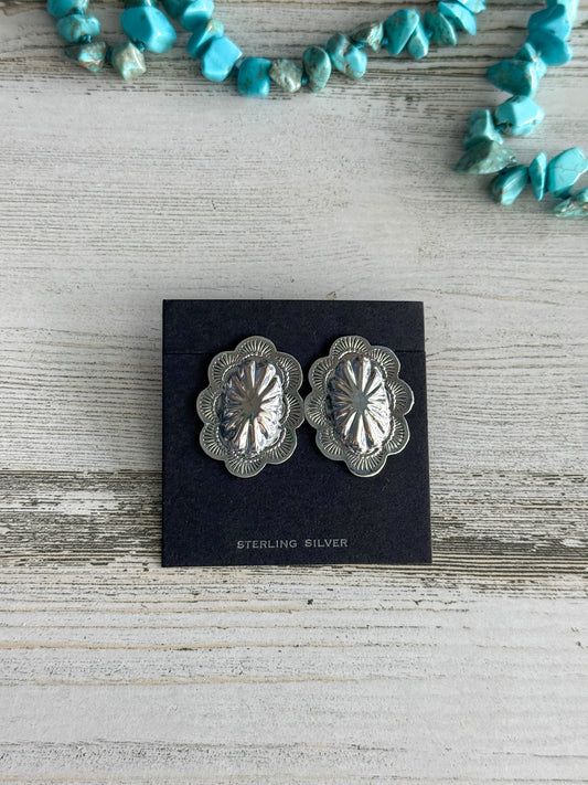 Native American Silver Concho Earrings