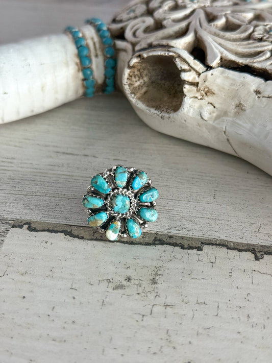 Native Made Turquoise & Mother of Pearl Ring 7