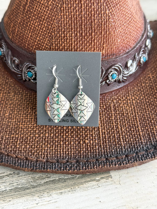 Native American Etched & Stamped Square Earrings