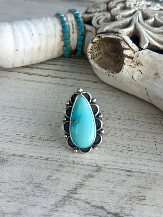 Native Made Blue Emerald Valley Turquoise Ring 9.5