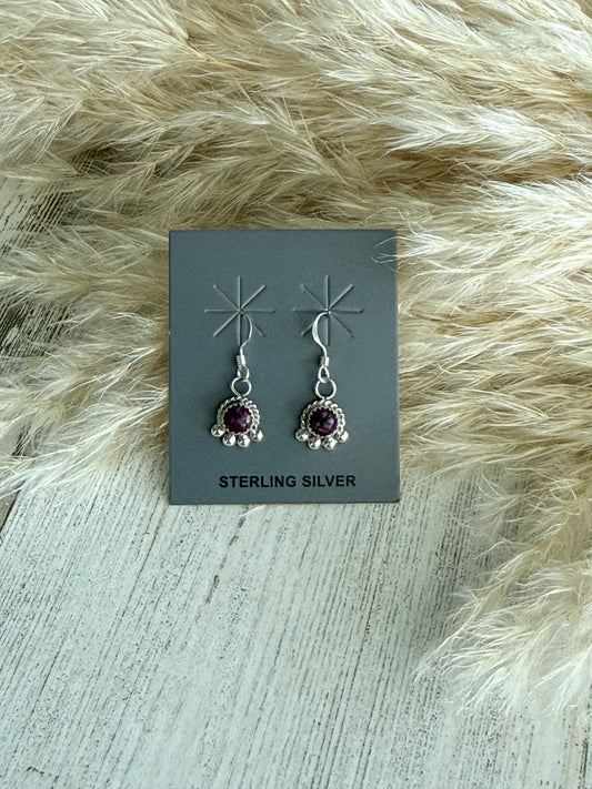 Native American Purple Spiny Dangle Earrings