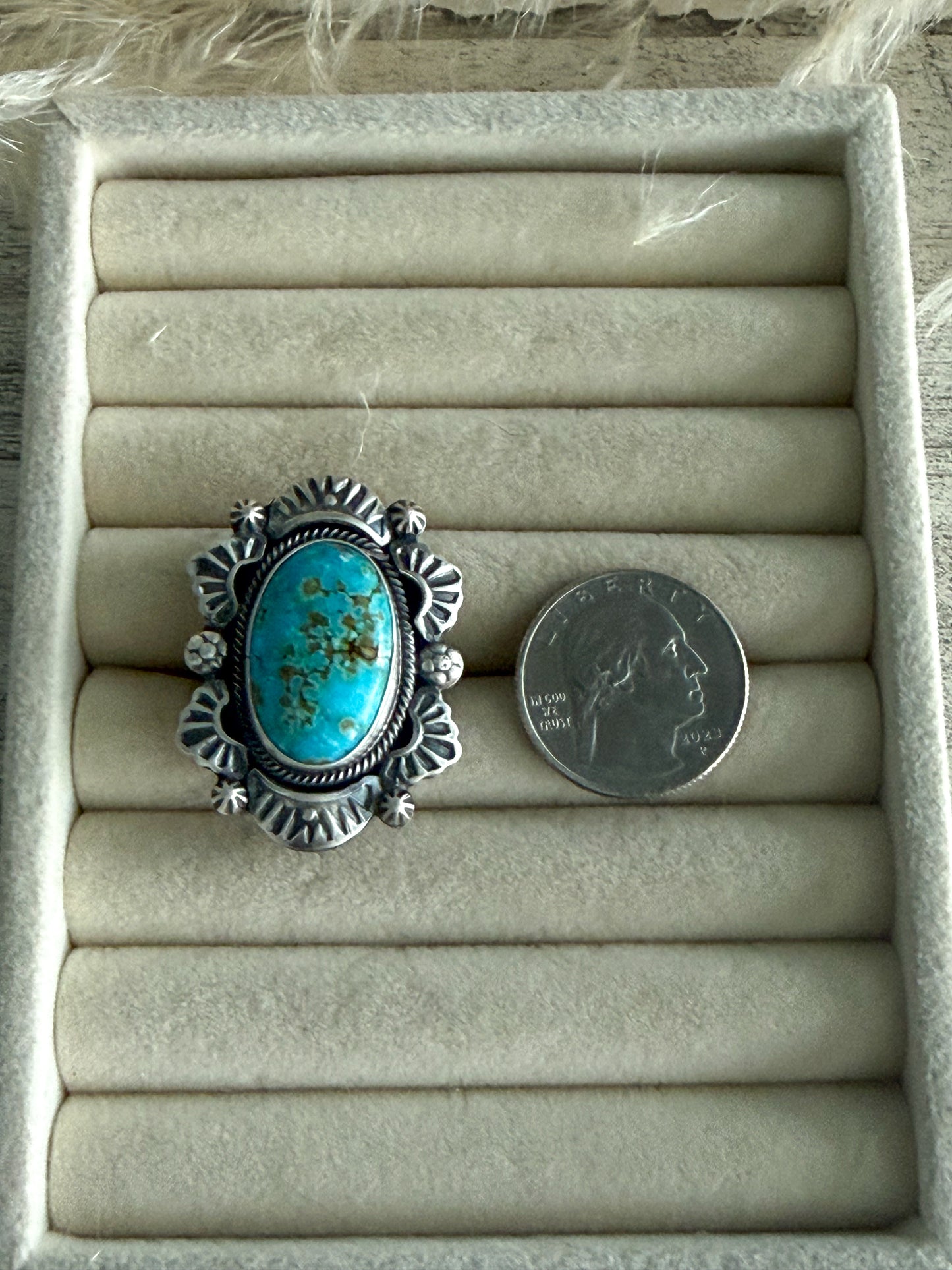 Native American Kingman Turquoise Ring 8