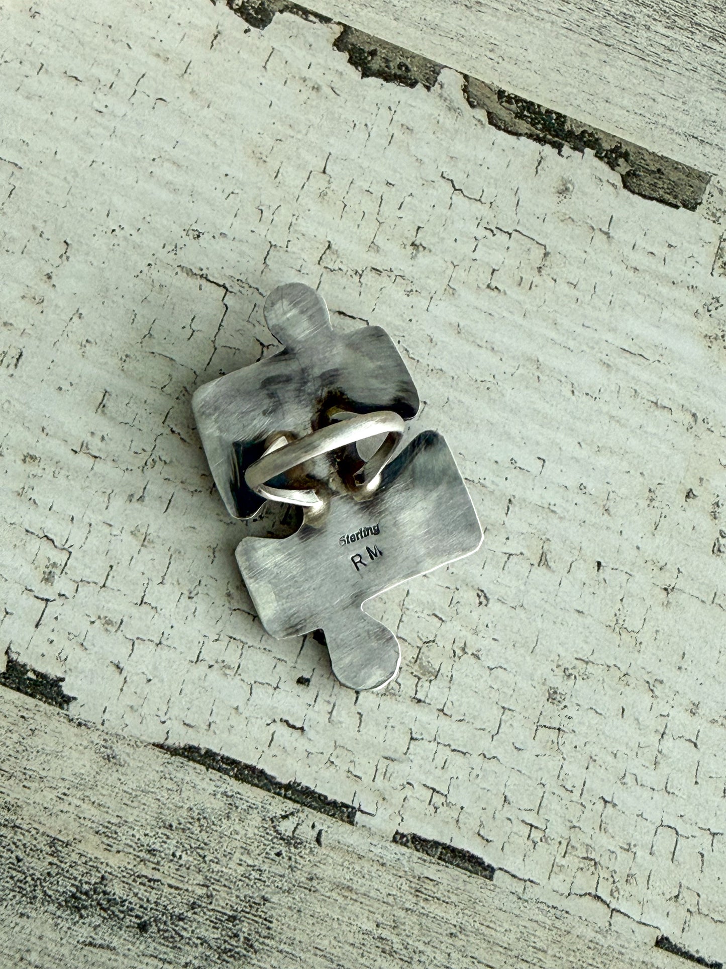 Native American Puzzle Piece Turquoise Ring 7