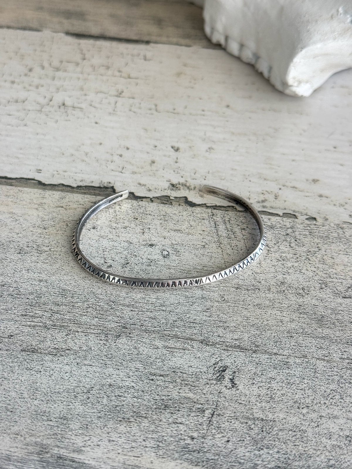 Native American Sterling Silver Stamped Stacker Cuff 6.25"