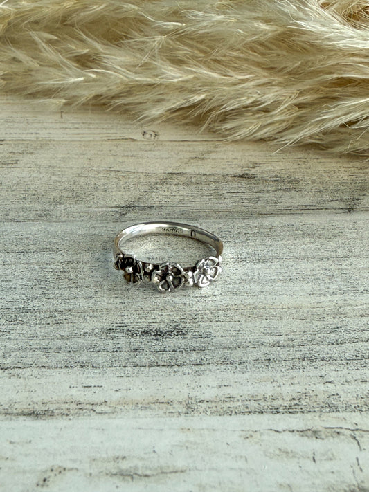Native American Sterling Flower Cup Ring 8