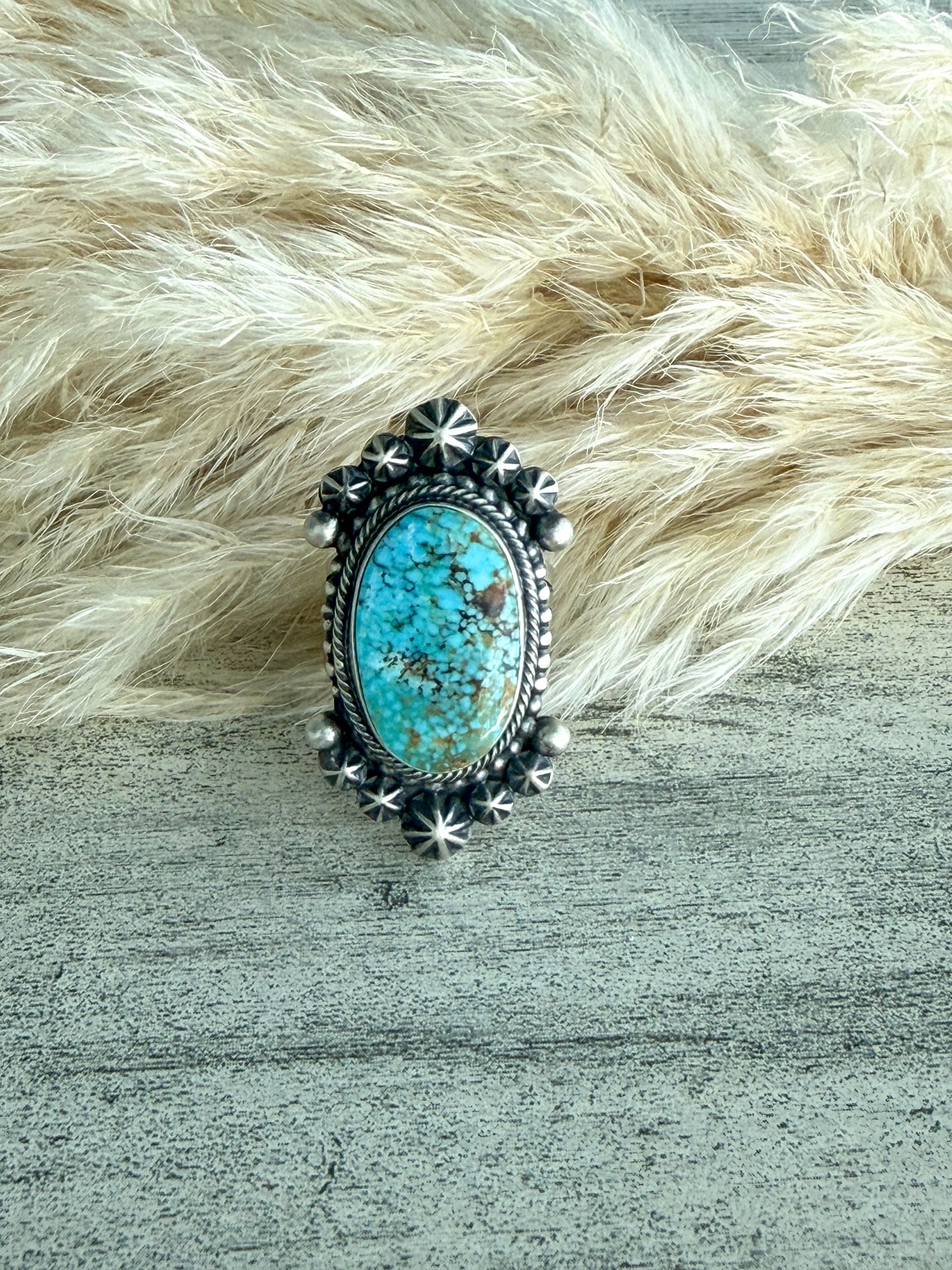 Native American Kingman Turquoise Ring 8.5