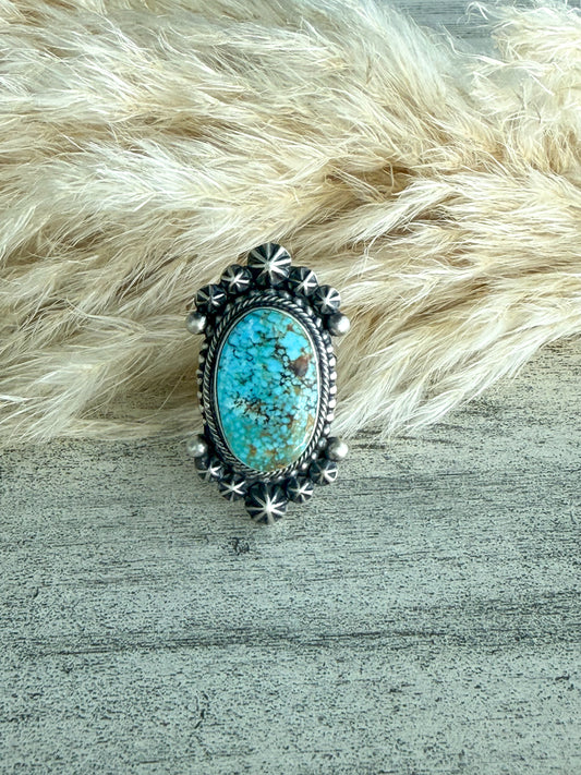 Native American Kingman Turquoise Ring 8.5