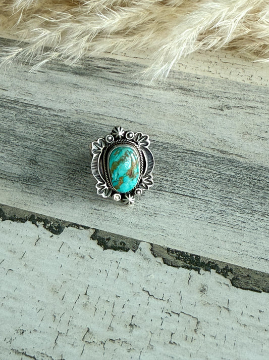 Native American Bisbee Turquoise Ring 8.5