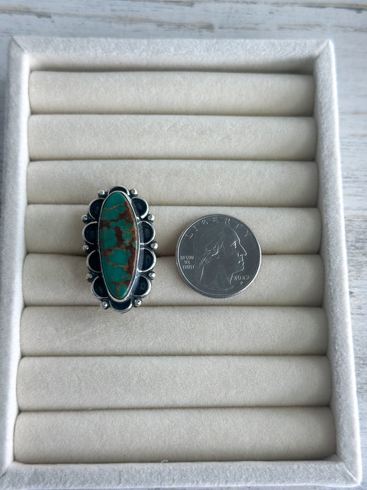Native Made Deep Green Emerald Valley Turquoise Ring 6