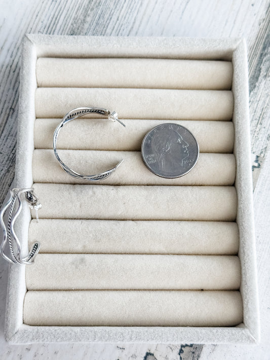 Native American Sterling Silver Hoops