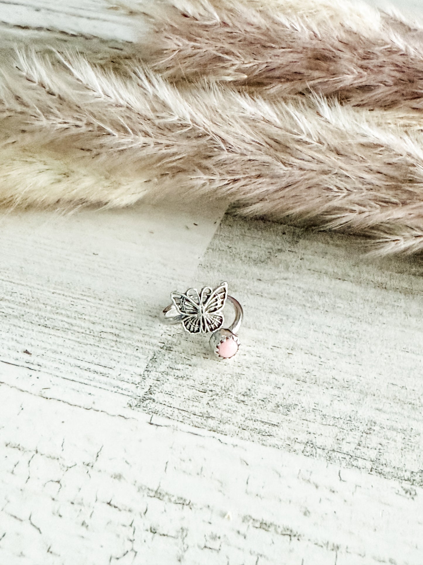 Native American Pink Conch Butterfly Adjustable Toe/Pinky Tip Ring