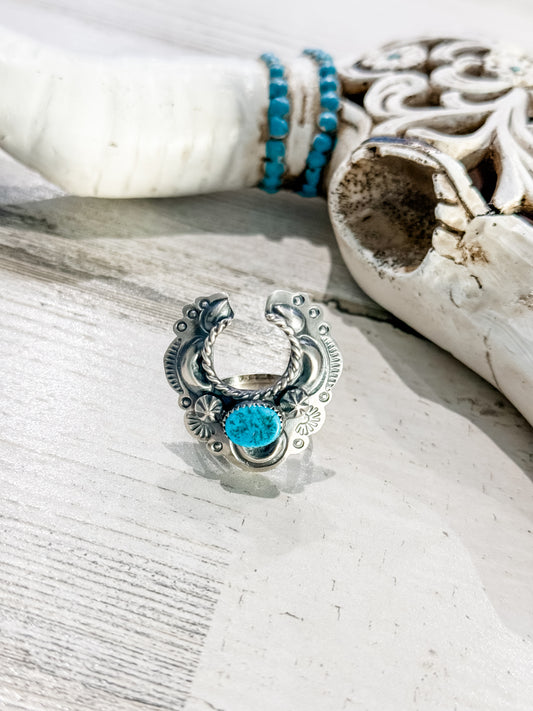 Native Made Turquoise Horseshoe Ring Adjustable