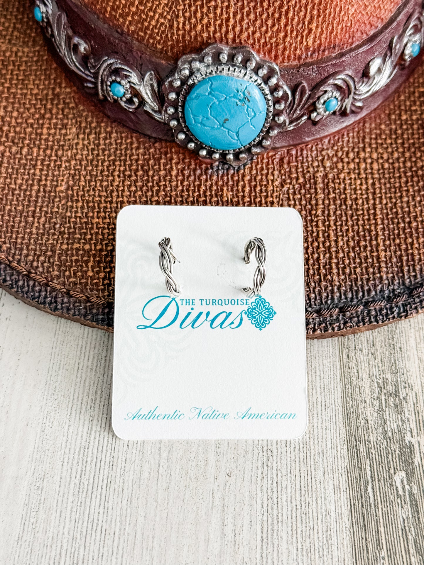 Native American Sterling Silver Hoop Earrrings