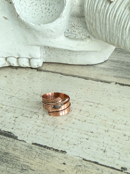 Native American Copper Leaf Adjustable Ring